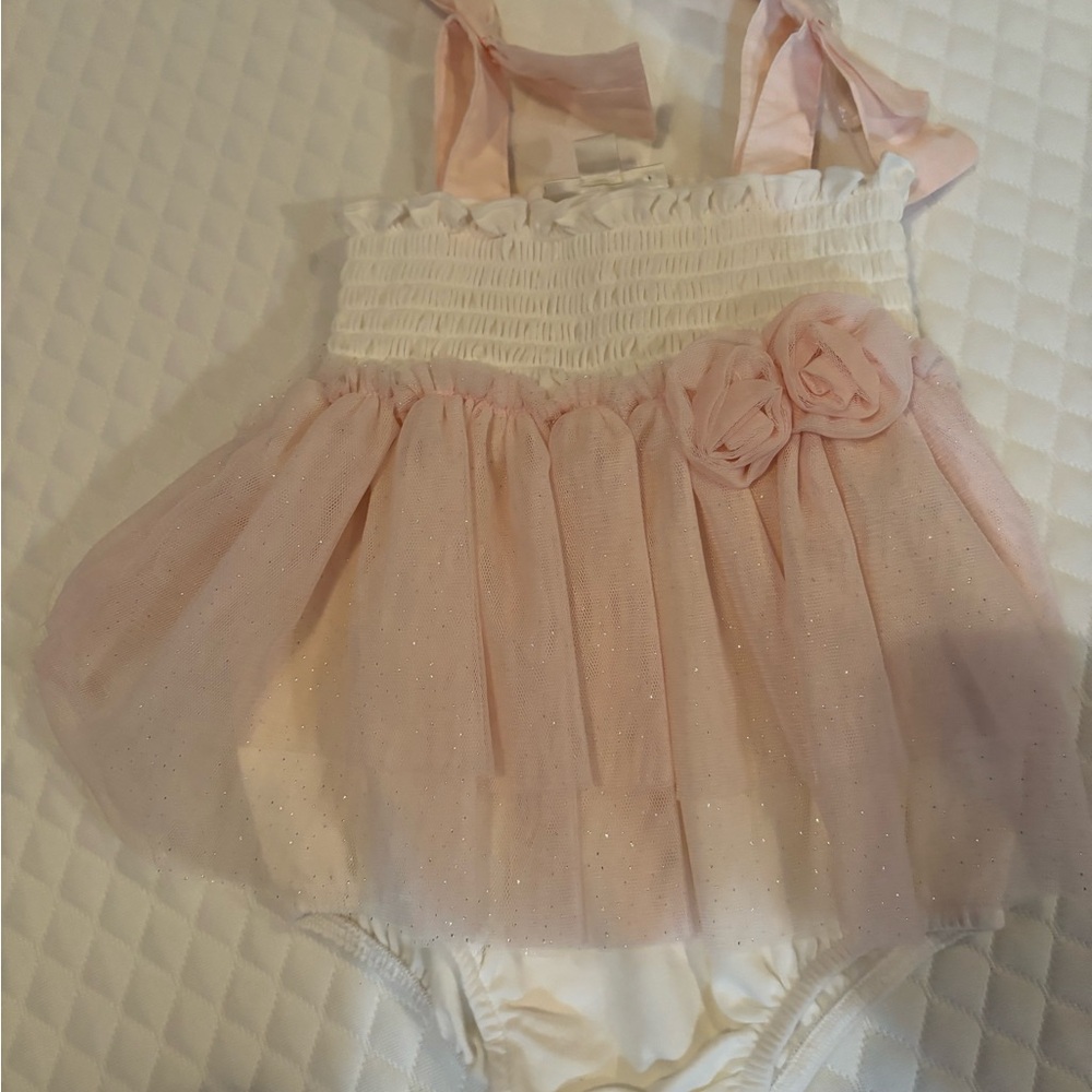 Miniclasix Pink and Cream Baby Dress